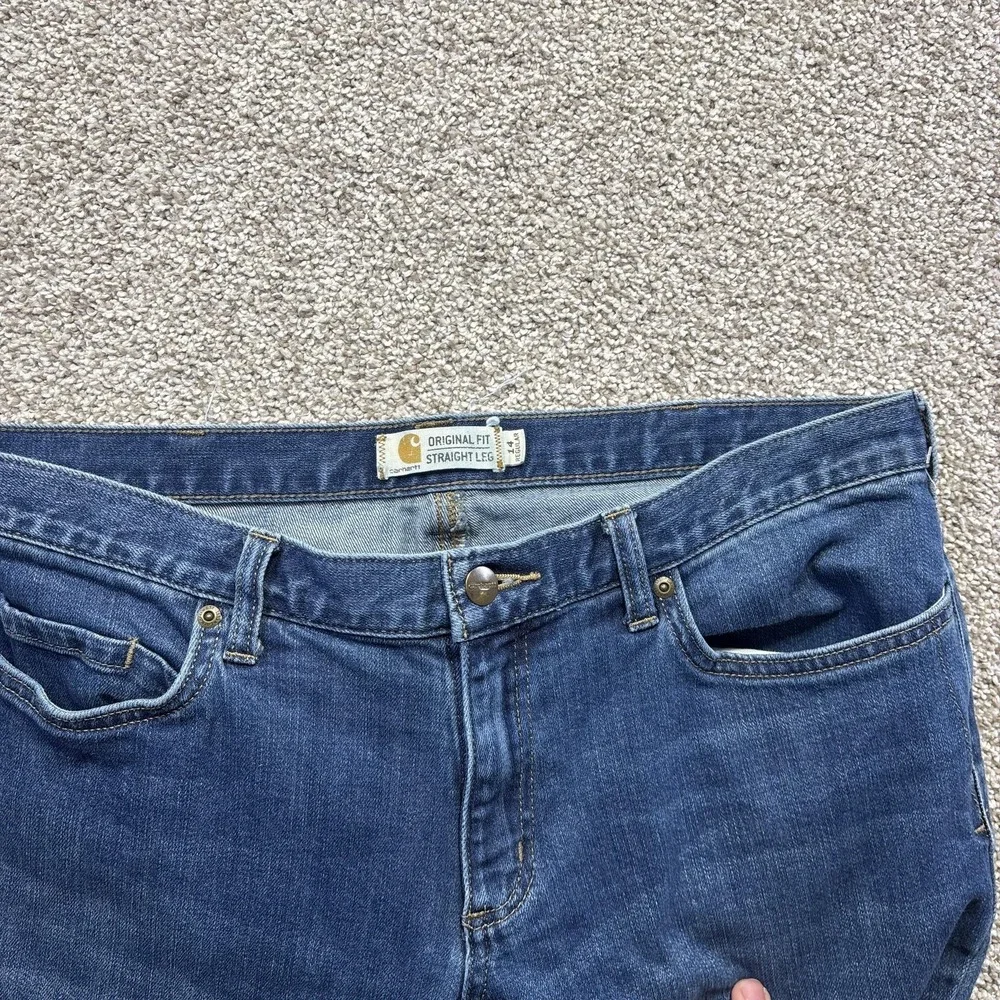 Carhartt Original Fit Straight Leg Jeans Womens 14 Blue Medium Stretch‎ Denim